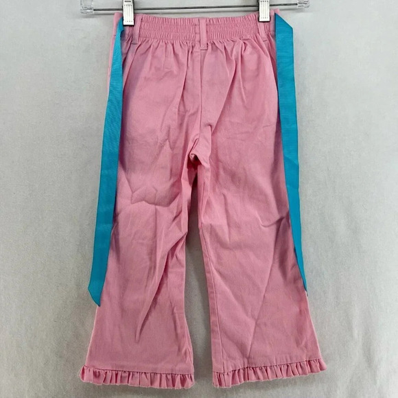 Hello Kitty Pants Kids Sz L (6X) Pink Embroidered Wide-Leg Ruffle Hem Stretch - Picture 2 of 12